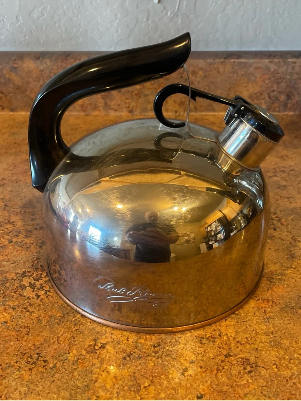 Vtg Paul Revere Ware 1.5 Qt Whistling Teapot Kettle Copper Bottom Stainless